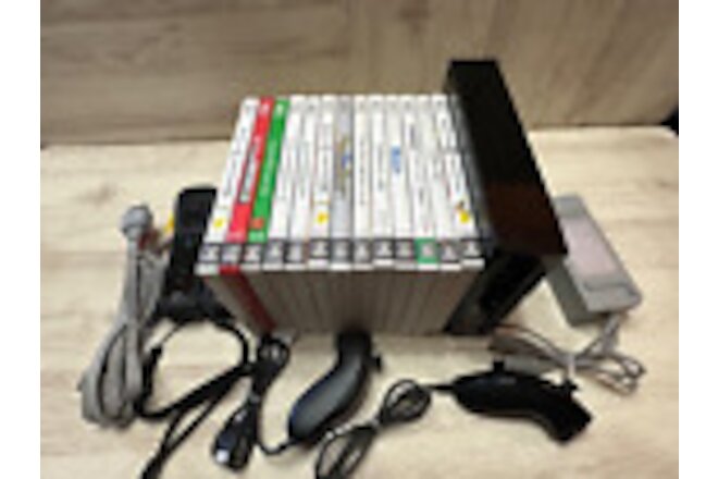 JP region Black Wii system and 12 game lot mario pokemon donkey kong