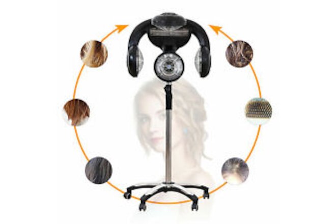 Standing Hair Dryer 1400W Professional Hair Color Processor with Rolling Base
