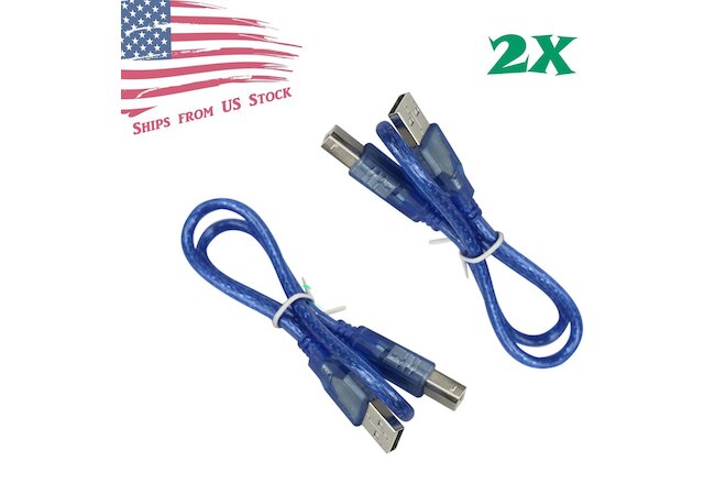 2Pcs 1 FT (30CM) USB 2.0 Cable Type A to B Male for Arduino Uno and MEGA2560