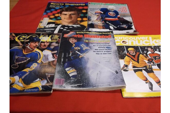 5 NHL Hockey magazines, SI Bobby Orr 1970, SI Billy Smith 1983 Canucks, North St