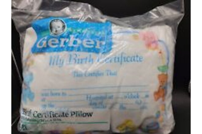 Gerber Keepsake Pillow 10" by 13" My Birth Certificate DIY Gift Vintage 1995 NOS