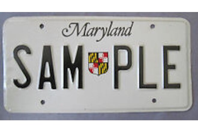Maryland State Shield license plate SAMPLE excellent
