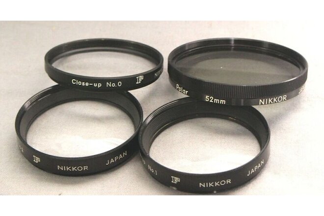 52mm Nikon Nikkor F Close Up Lenses 0, 1, 2, and Polar Polarizing Filter