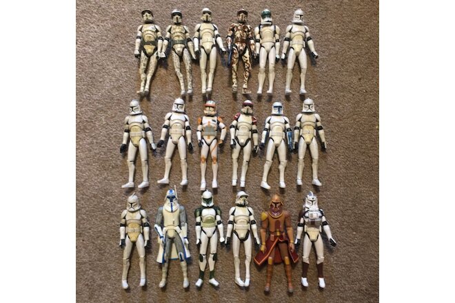 Star Wars The Clone Wars ARF Trooper and Clone Trooper Lot of 18 Action Figures