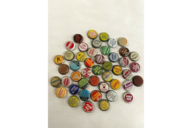 Lot Of 45 Vintage Cork Lined Bottle Caps  - All Different