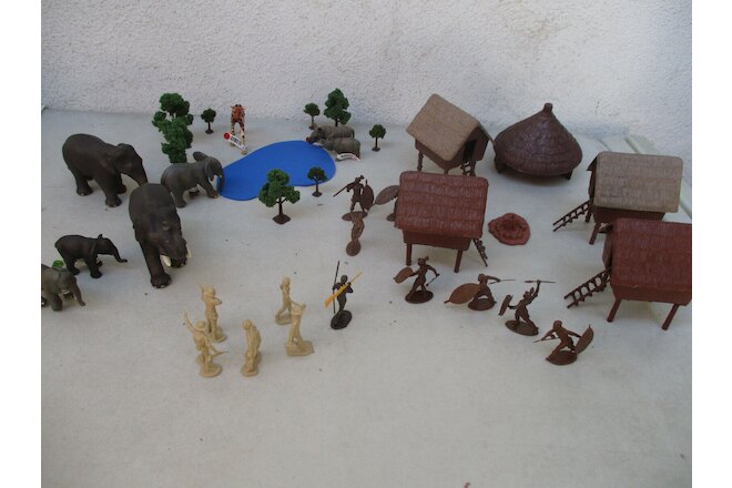 African Safari Jungle Warrior Native Village Unique Compiled Playset Toy Soldier