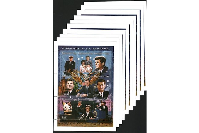 Chad 1997 Wholesale Lot Of 10 Stamps Sheets John F. Kennedy MNH #12954