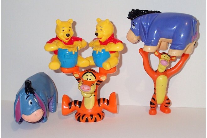 Winnie the Pooh Figures x 6 DISNEY LOT Incl. Eeyore + Tigger 3 Solid & 3 Hollow