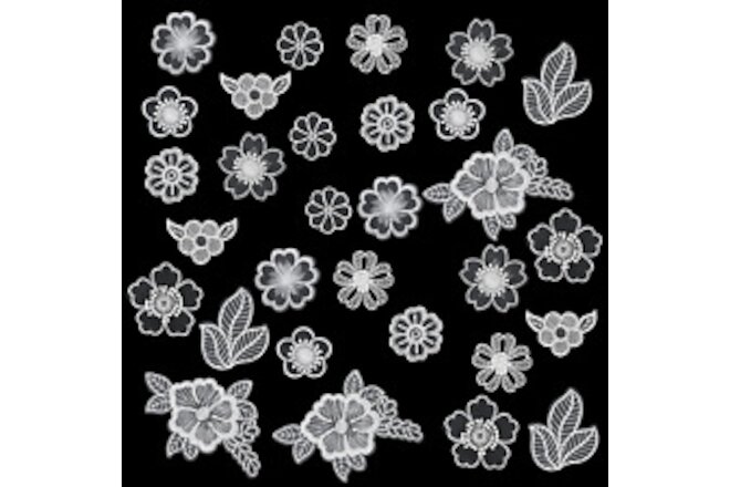 30 Pieces Lace Applique Patches, Embroidery Flower Iron on Patches 3D Fabric Flo