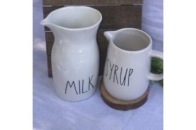 Rae Dunn Artisan Collection By Magenta White Milk & Syrup Serving Pitchers