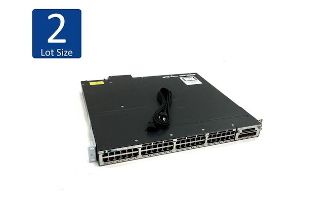 Lot of 2 Cisco WS-C3750X-48PF-S 48-Port GbE PoE Switch 1100WAC NM-1G - Read Desc