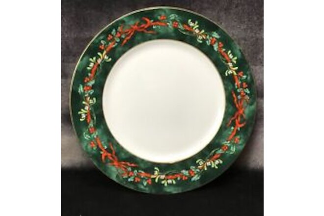 Royal Worcester Holly Ribbons Green 10.25" Dinner Plate NWT