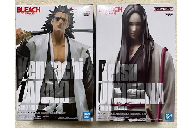 Bleach Kenpachi Zaraki Retsu Unohana Figure Set of 2 SOLID AND SOULS Authentic