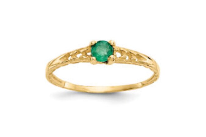 10K Yellow Gold 3mm Emerald Birthstone Baby Ring