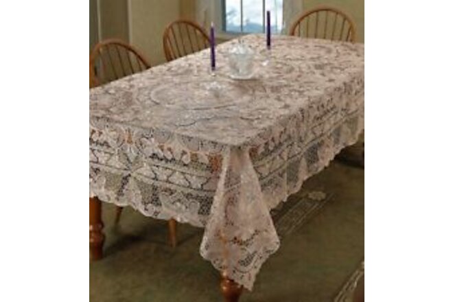 Crystal Embroidered Vintage Lace Design 70" X 120" Oblong/Rectangle Tableclot...
