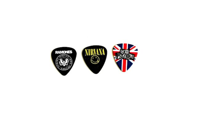 Sex Pistols Ramones Nirvana Set 0f 3 Guitar Picks NEW Never Used USA Shipper
