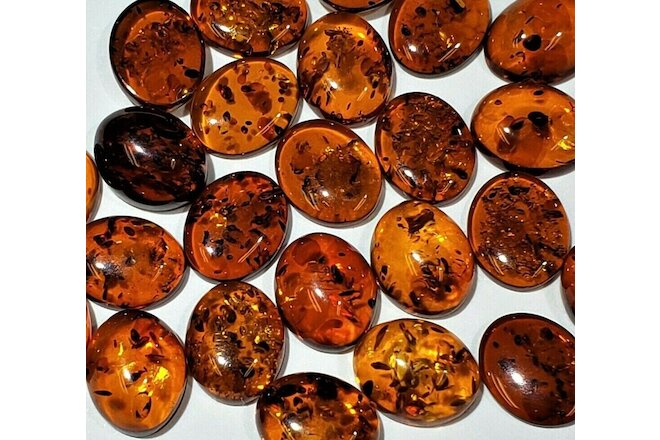 Dark konjac Color Lot of 12 Natural Baltic Amber cabochons size 8 x 10 mm