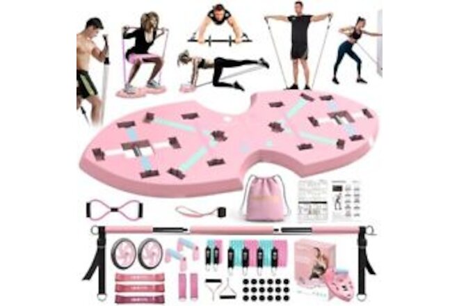 Upgraded Push Up Board: Multi-Functional Push Up Bar with Pink-SuperKit