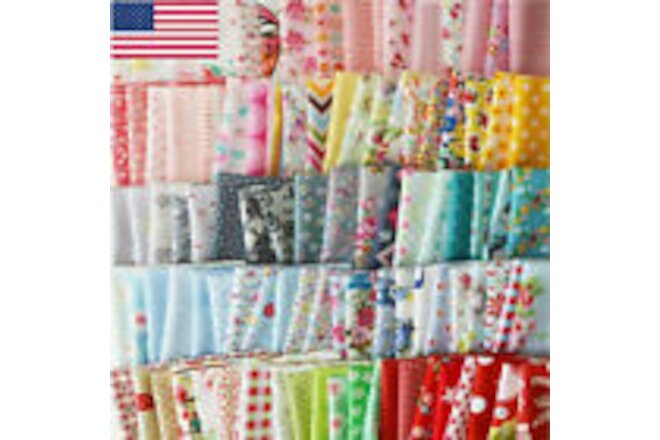 100Pack/Set Assorted Fat Quarters Bundle Quilt Quilting Cotton Fabric DIY Sewing