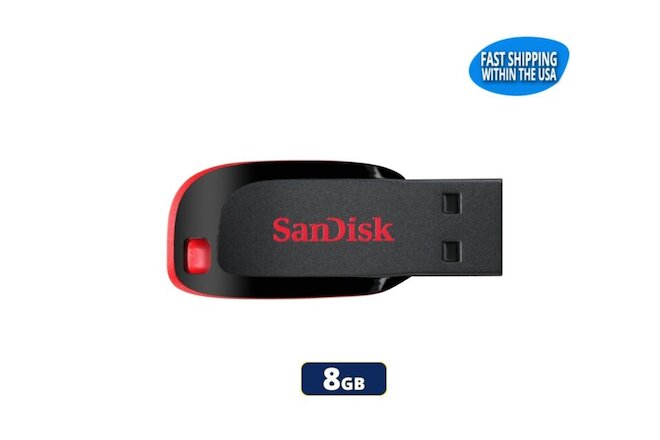 SanDisk Cruzer Blade 8GB USB 2.0 Flash Drive Thumb Drive Pen Drive