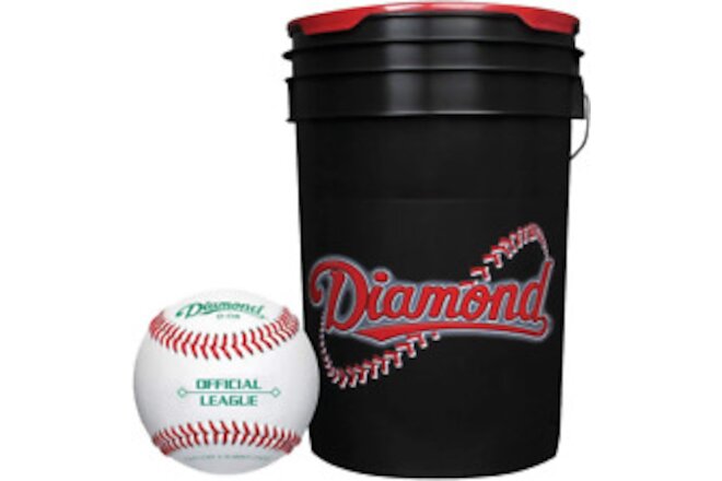 Diamond 6-Gallon Ball Bucket with 30 DOB Baseballs, Black