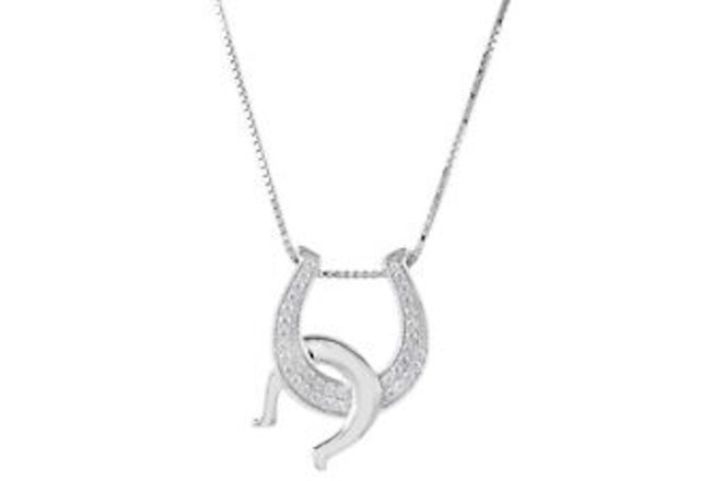 Kelly Herd Women's Clear Double Horseshoe Necklace  Silver