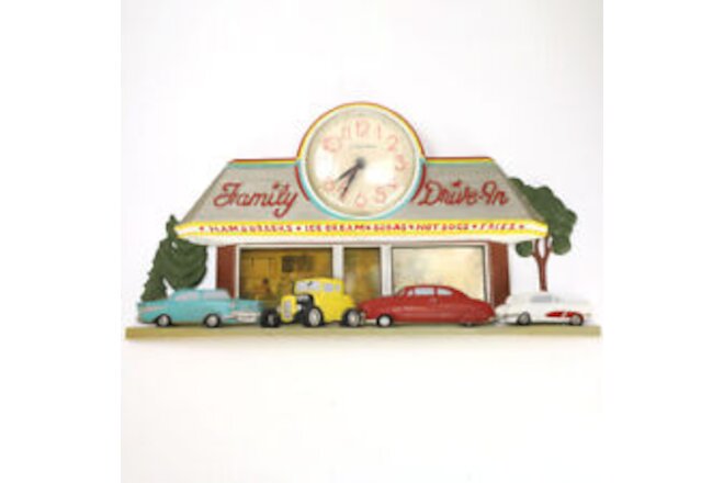 Family Diner Drive-In Clock Wall Decor