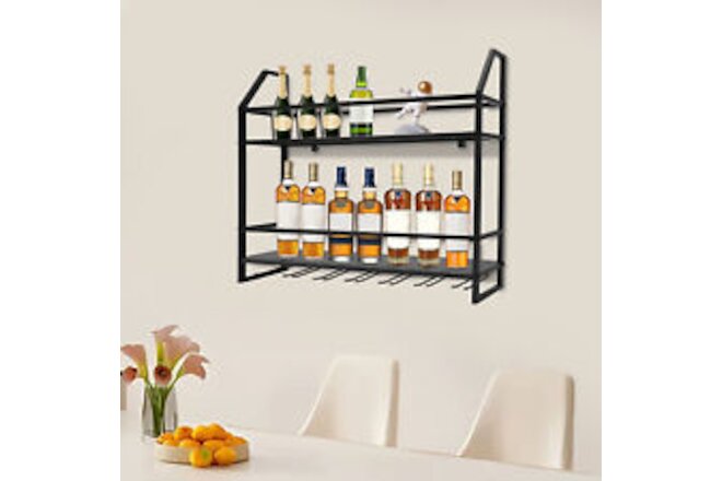Wall Mounted Wine Glass Storage Rack Wine Rack Bottle Holder Bar Wine Shelf NEW