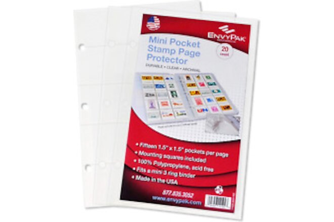 EnvyPak Stamp Collector Refill Pages - Made for Small Binders - Pack of 20 Pages