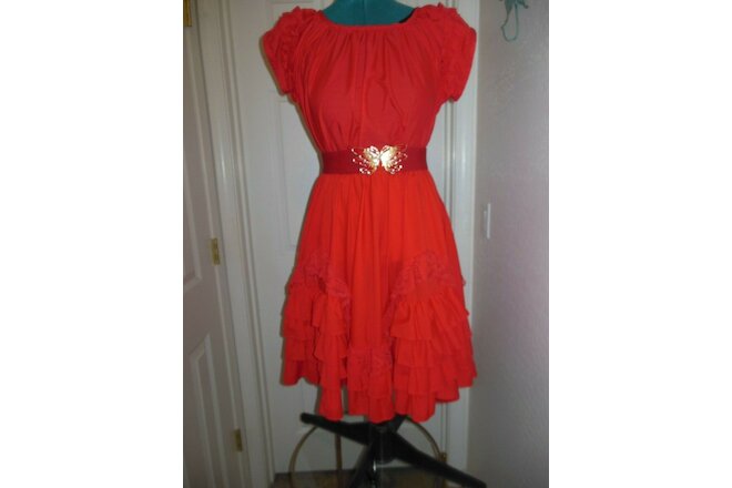 Square Dance Outfit Costume Women - Red - Small - Blouse - Skirt 21.5" L - Belt