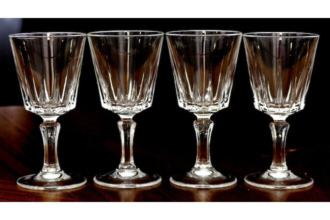 RARE SET 4 ANTIQUE RUSSIAN CRYSTAL VODKA 3 7/8" TALL FOOTED SHOT GLASSES / ЧАРКА