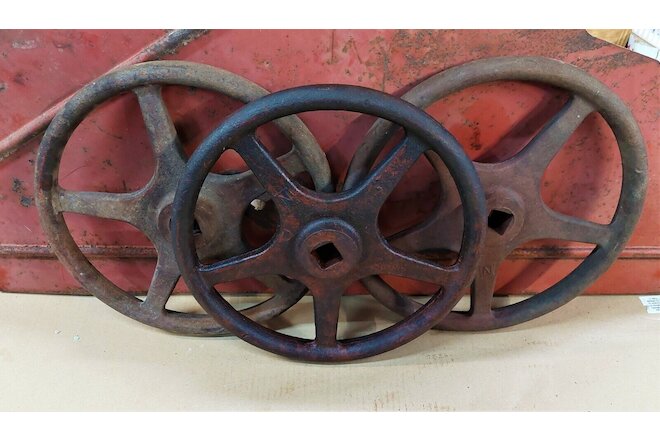 Vintage FARM TRACTOR PULLEY WHEELS  Steampunk Industrial LAMP BASE (QTY-3)
