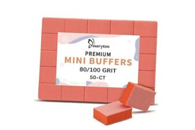 Mini Nail Buffer Blocks - 80/100 Grit Professional Salon Orange Buffers -