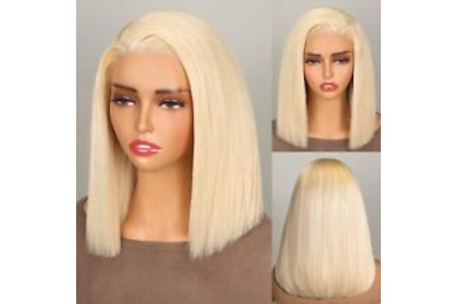 MEGALOOK Blonde 613 Bob Wig Human Hair Ready To Go Glueless Pre Cut 200% Dens...
