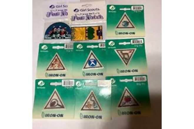 New Lot of 9 Girl Scout Iron On Patches
