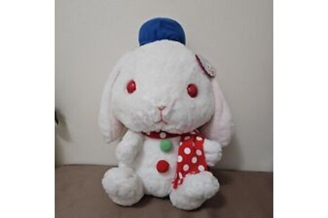 Amuse Pote USA Loppy White Bunny Red Eye Winter Snowman Scarf Hat Large Plush