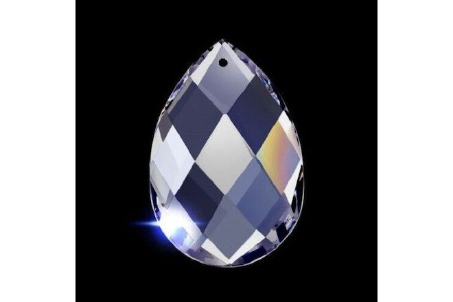 5 Clear Lead Crystal Diamond Cut 38mm Teardrop Chandelier Crystals
