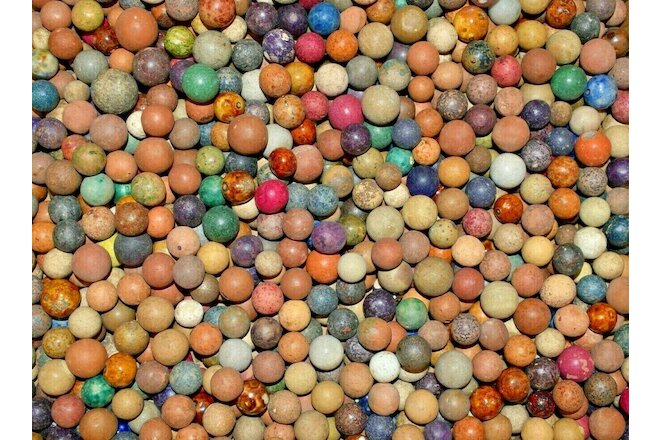 Antique 1800s Civil War era Clay Marbles Lot of 24 Size .500=1/2" + or - Mint!