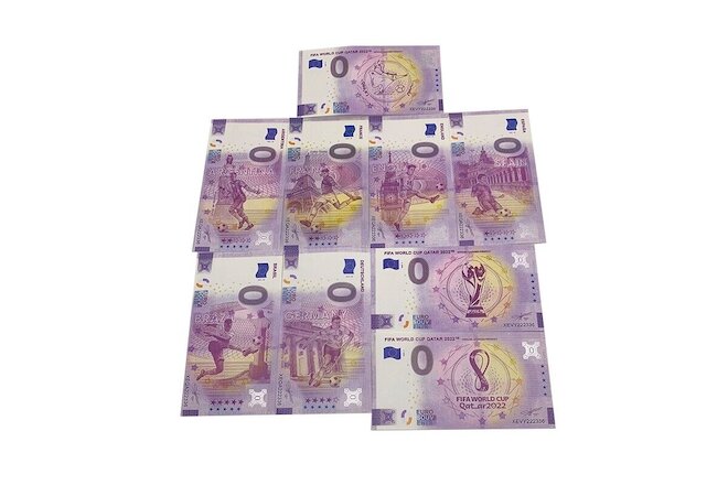 9pcs Qatar 2022 World-Cup Euro Souvenir Paper Banknote Fans Collections Art Craf