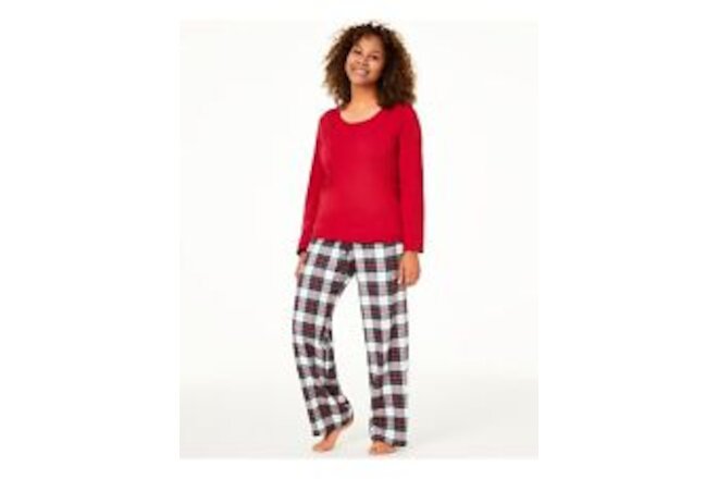 FAMILY PJs Womens Red Band T-Shirt Top Straight leg Pants Flannel Pajamas XL