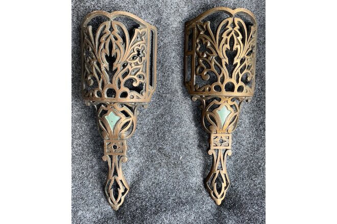 Vintage Pair of Filigree Metal (Copper or Brass) Wall Decorations