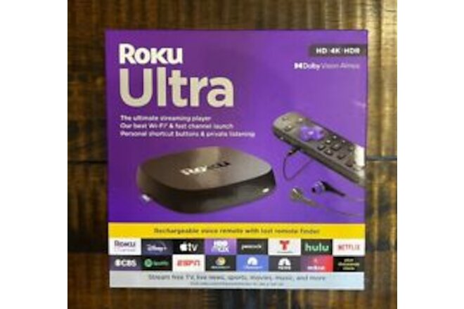 Roku Ultra 4K HDR Streaming Media Player with Voice Remote Pro