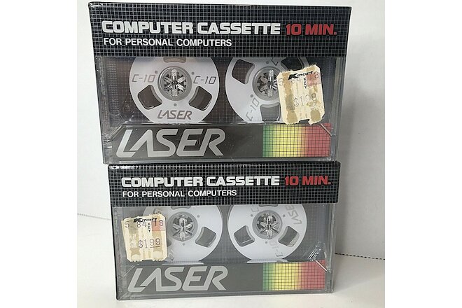 2 Laser C-10 Computer Cassette For Personal Computers 10 MIN New Reel To Reel