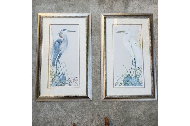 2 Art Lamay Marsh Master & Marsh Beauty Signed Prints Great Blue Heron 27" x 44"