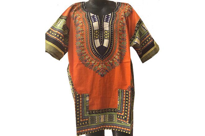 4 Dashiki Men Shirt African Hippie Vintage Women Top Haute Tribal Blouse OneSize