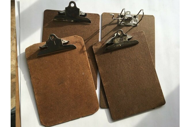4 old distressed Vintage Wood Clip Boards. Masonite.  STEMCO COLEMAN- NATIONAL