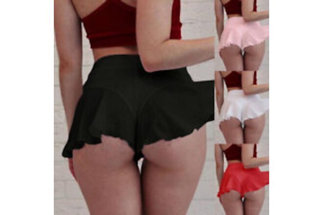Women Lace Lingerie Sheer Mesh Ruffle Skirt Sexy Briefs Panties Thong Underwear