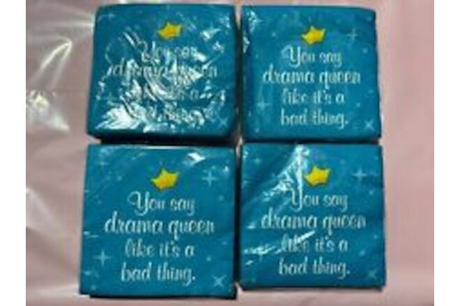You Say Drama Queen …..  Cocktail Beverage Party Napkins - 4 Packages of 30. C-1