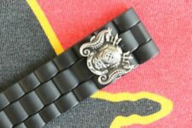 22MM MILITARY DIVER BLACK RUBBER HEAVY DUTY DEPLOYMENT WATCH BAND BUCKLE STRAP D