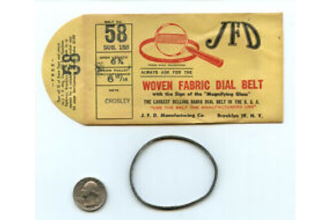 Radio Dial Tuning Belt CROSLEY #58 NOS Woven Fabric Cord JFD 6 3/4" Open